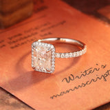 Stunning 3.0 CT Radiant Moissanite Engagement Ring with Halo & Pave Design 9