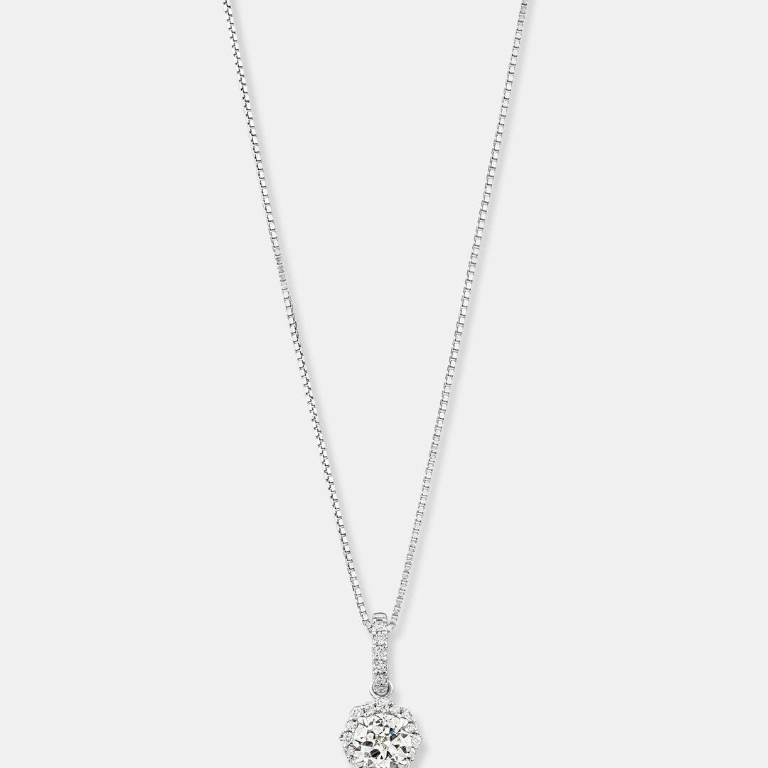 Round Cut Cubic Zirconia in 925 Sterling Silver Necklace 1