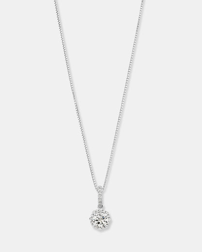 Round Cut Cubic Zirconia in 925 Sterling Silver Necklace 1