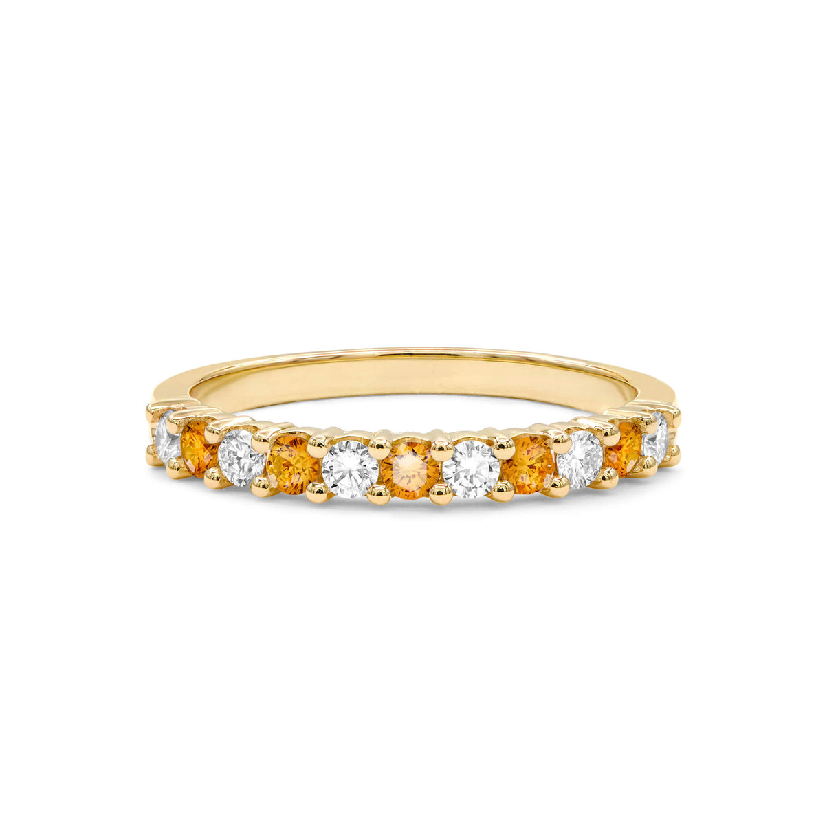 1.32 TCW Round  Citrine Lab Made Diamond- November Birthstone Wedding Band 5