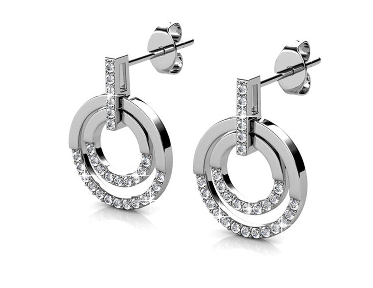 Round Cut Cubic Zirconia in 925 Sterling Silver Earrings 2
