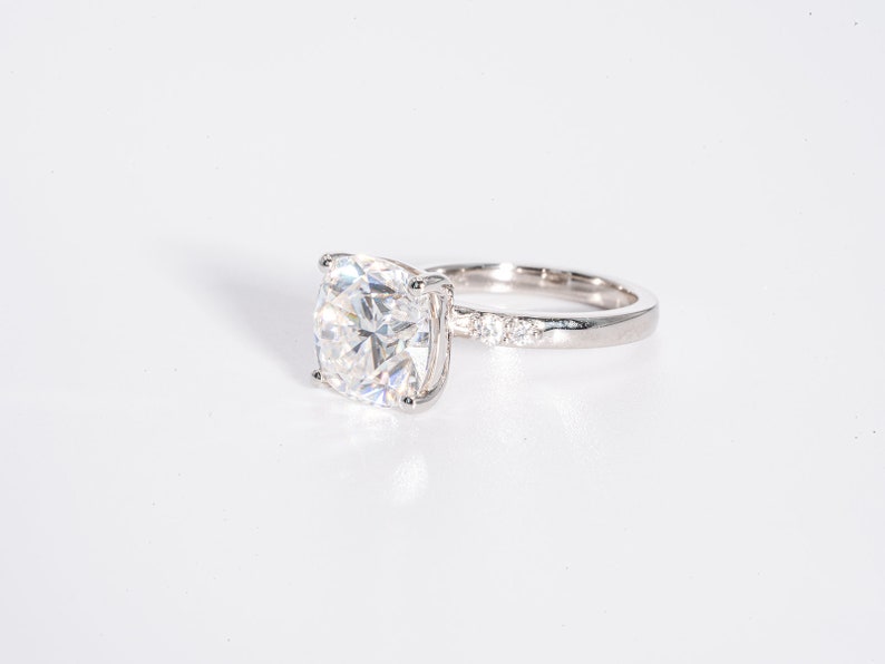Stunning 4.50 CT Cushion Cut Moissanite Engagement Ring with Pave Design 2