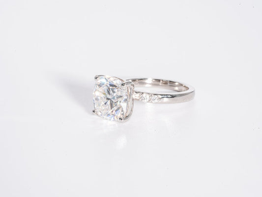 Stunning 4.50 CT Cushion Cut Moissanite Engagement Ring with Pave Design 2