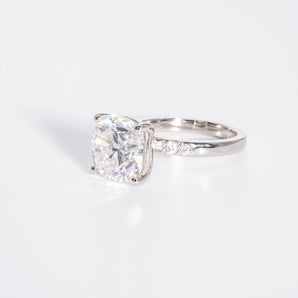 Stunning 4.50 CT Cushion Cut Moissanite Engagement Ring with Pave Design