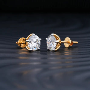 2.0 TCW Round Cut Moissanite Stud Earrings in Gold