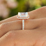 Stunning 3 CT Emerald Moissanite Engagement Ring with Pave and Halo Design 6