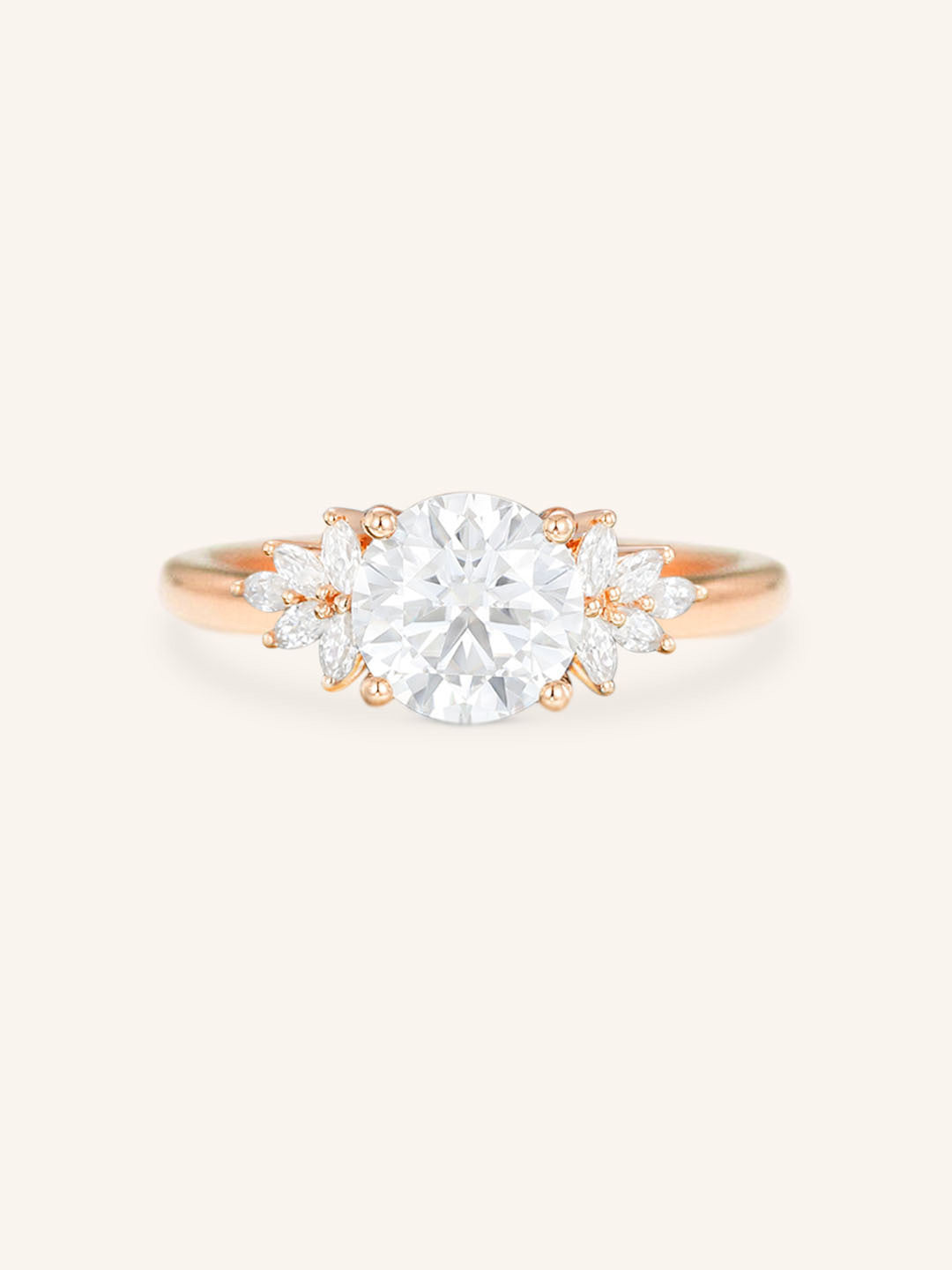 Stunning 1.0 CT Round Moissanite Engagement Ring with Cluster Design 5