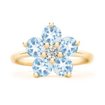 1.25 TCW Round Aquamarine Lab Made Diamond- March Birthstone Engagement Ring 4