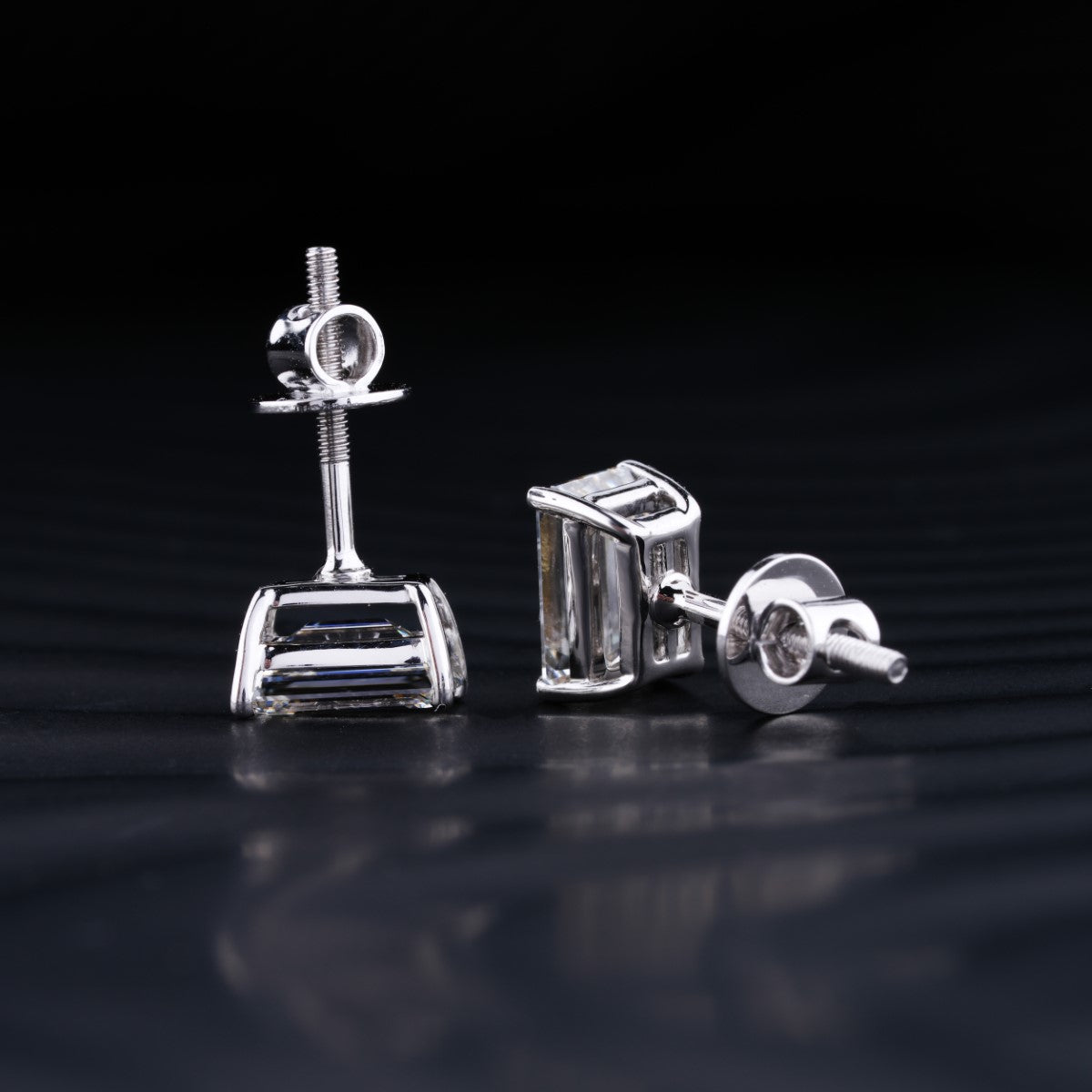 2.0 TCW Emerald Cut Moissanite Stud Earrings in Gold 4