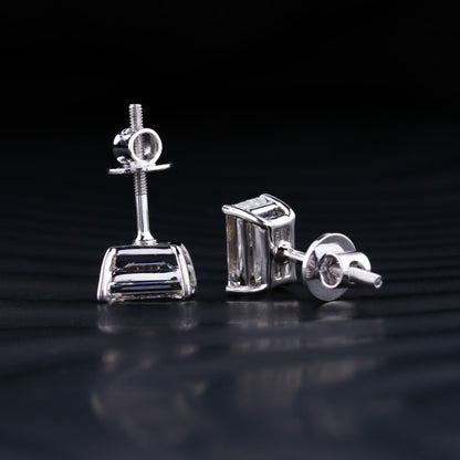 2.0 TCW Emerald Cut Moissanite Stud Earrings in Gold 4