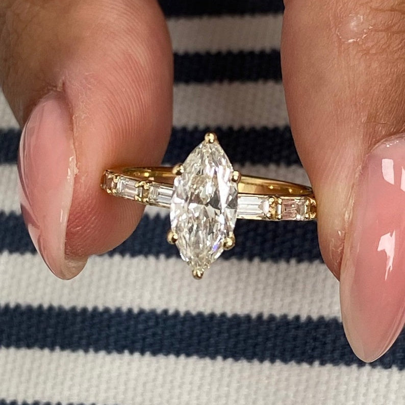 Stunning 2.0 CT Round Moissanite Engagement Ring with Dainty Pave Design 1