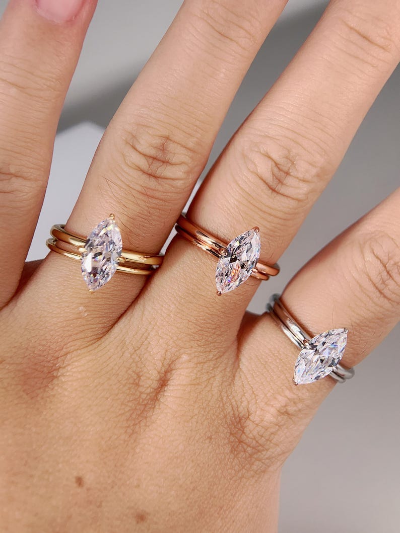 Stunning 2.0 CT Marquise Moissanite Engagement Ring with Solitaire Design 7