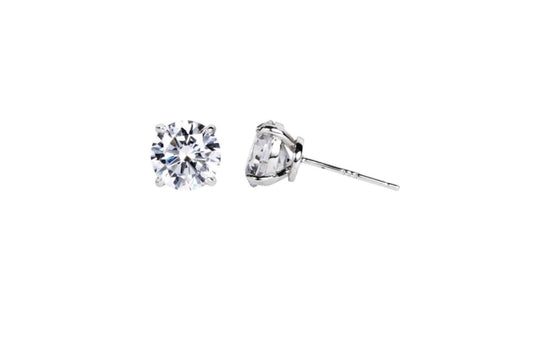 Round Cut Cubic Zirconia in 925 Sterling Silver Earrings 2