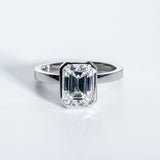 Classic 2.0 CT Emerald Moissanite Engagement Ring with Bezel Design 1