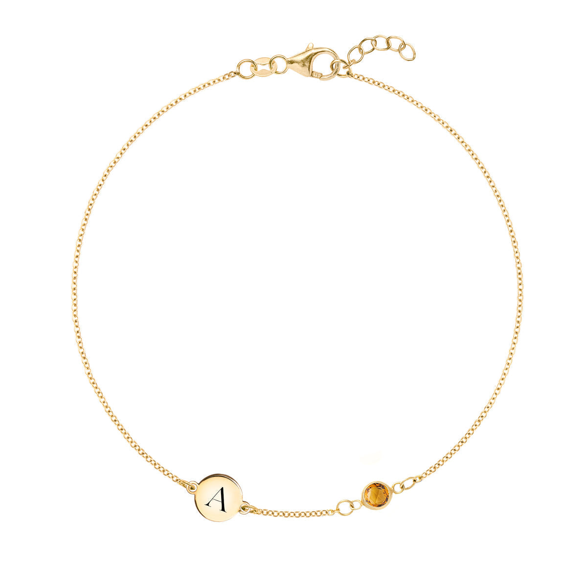 0.25 TCW Round Citrine Lab Made Diamond- November Birthstone Bracelet 1