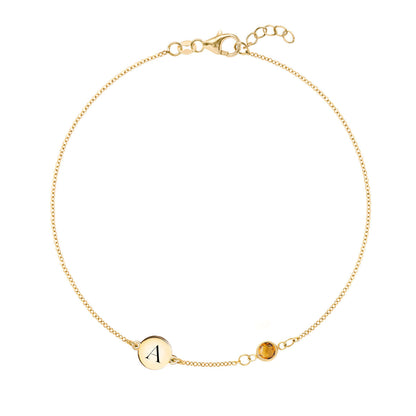 0.25 TCW Round Citrine Lab Made Diamond- November Birthstone Bracelet 1