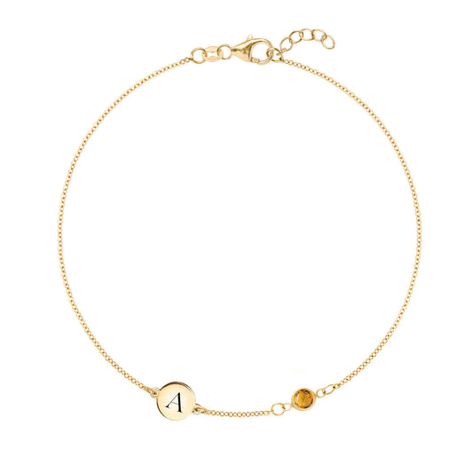 0.25 TCW Round Citrine Lab Made Diamond- November Birthstone Bracelet 1