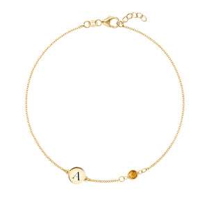 0.25 TCW Round Citrine Lab Made Diamond- November Birthstone Bracelet