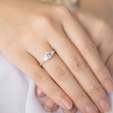 Stunning 1 CT Round Moissanite Engagement Ring With Three Stone Design 7