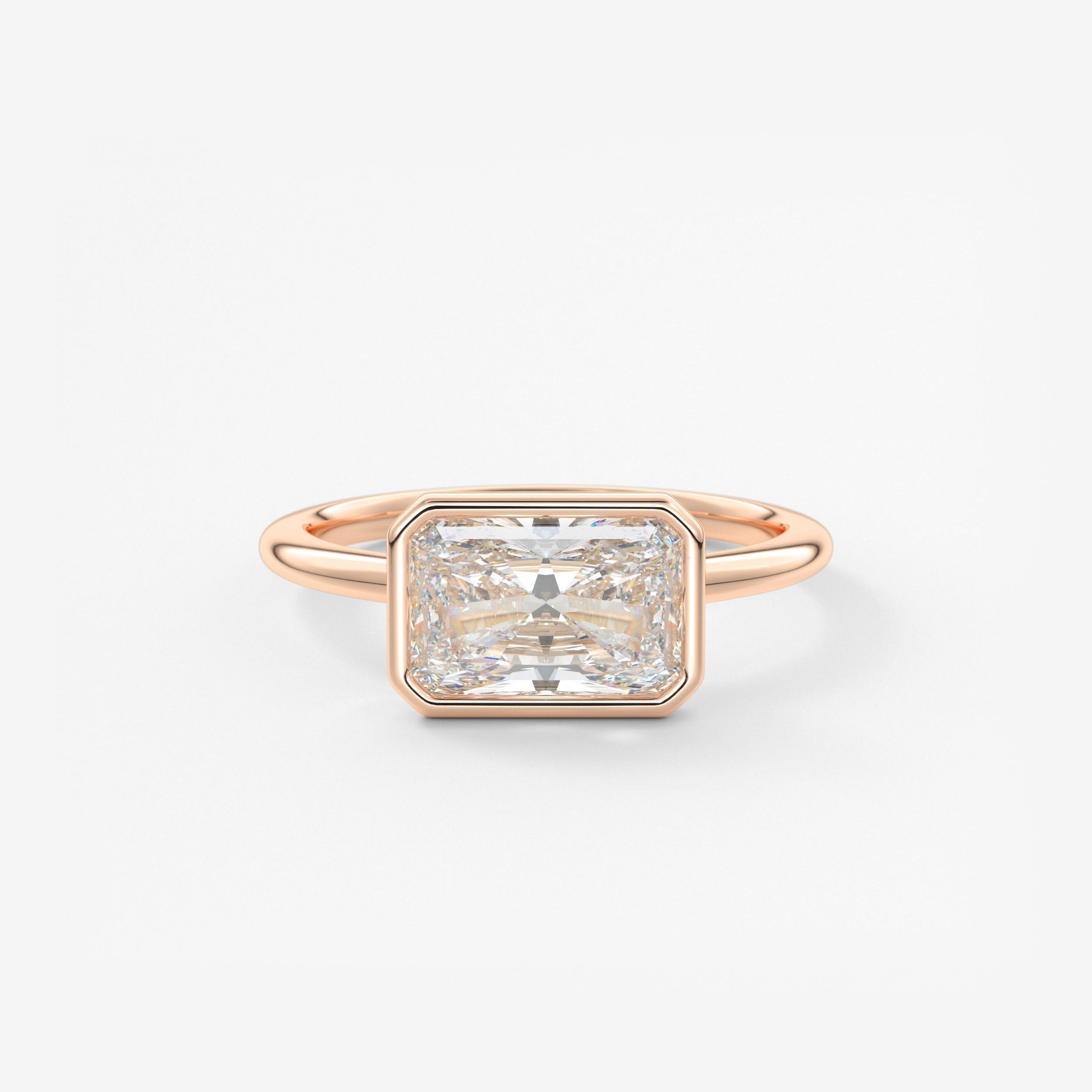 Radiant East West Bezel Lab Grown Diamond Engagement Ring