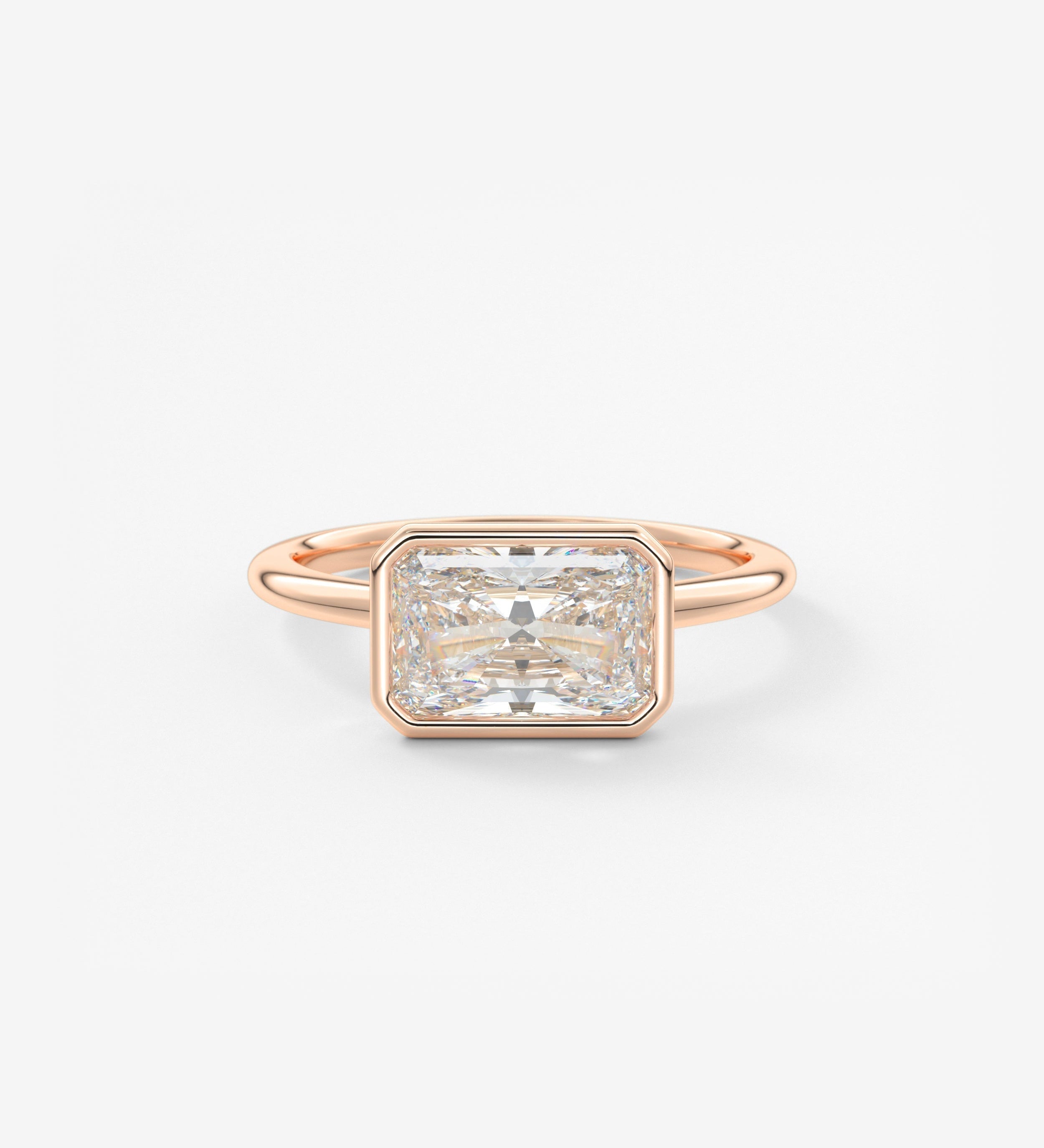 Radiant East West Bezel Lab Grown Diamond Engagement Ring