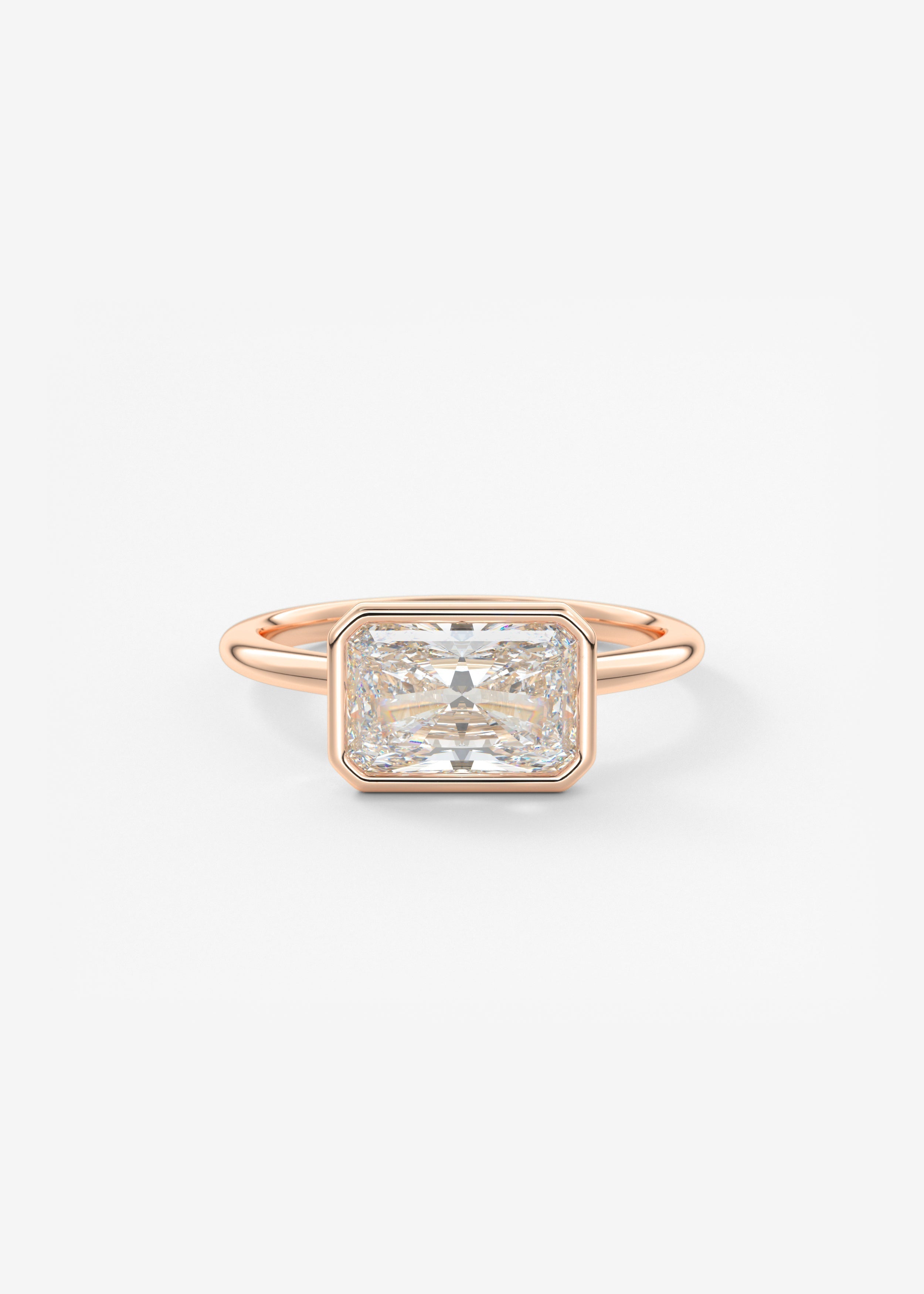 Radiant East West Bezel Lab Grown Diamond Engagement Ring