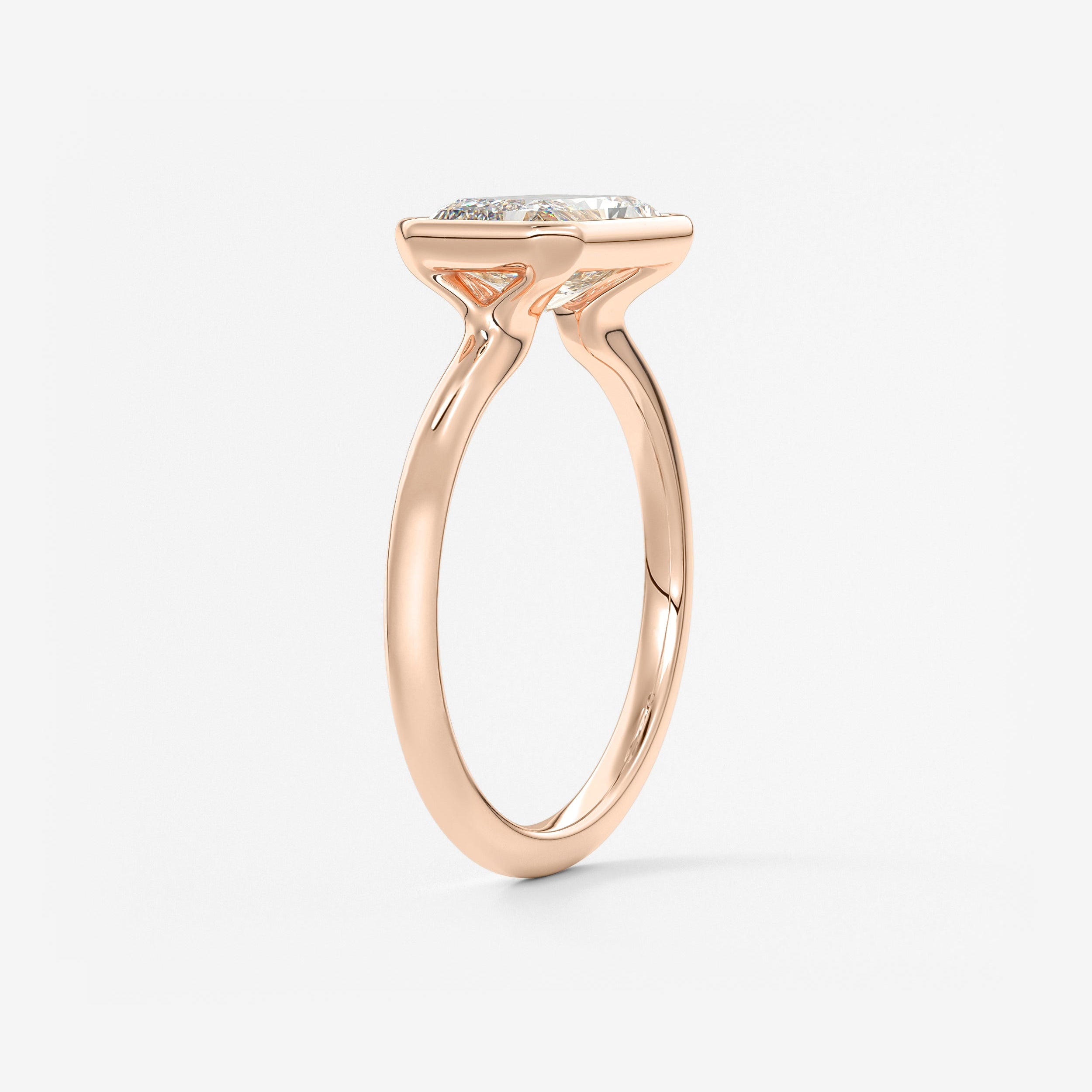 Radiant East West Bezel Lab Grown Diamond Engagement Ring