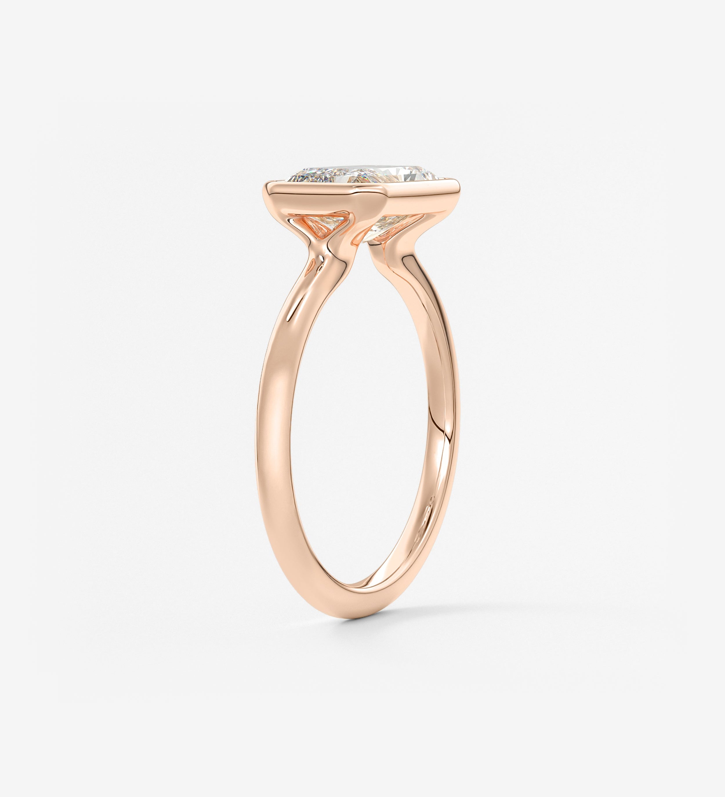 Radiant East West Bezel Lab Grown Diamond Engagement Ring