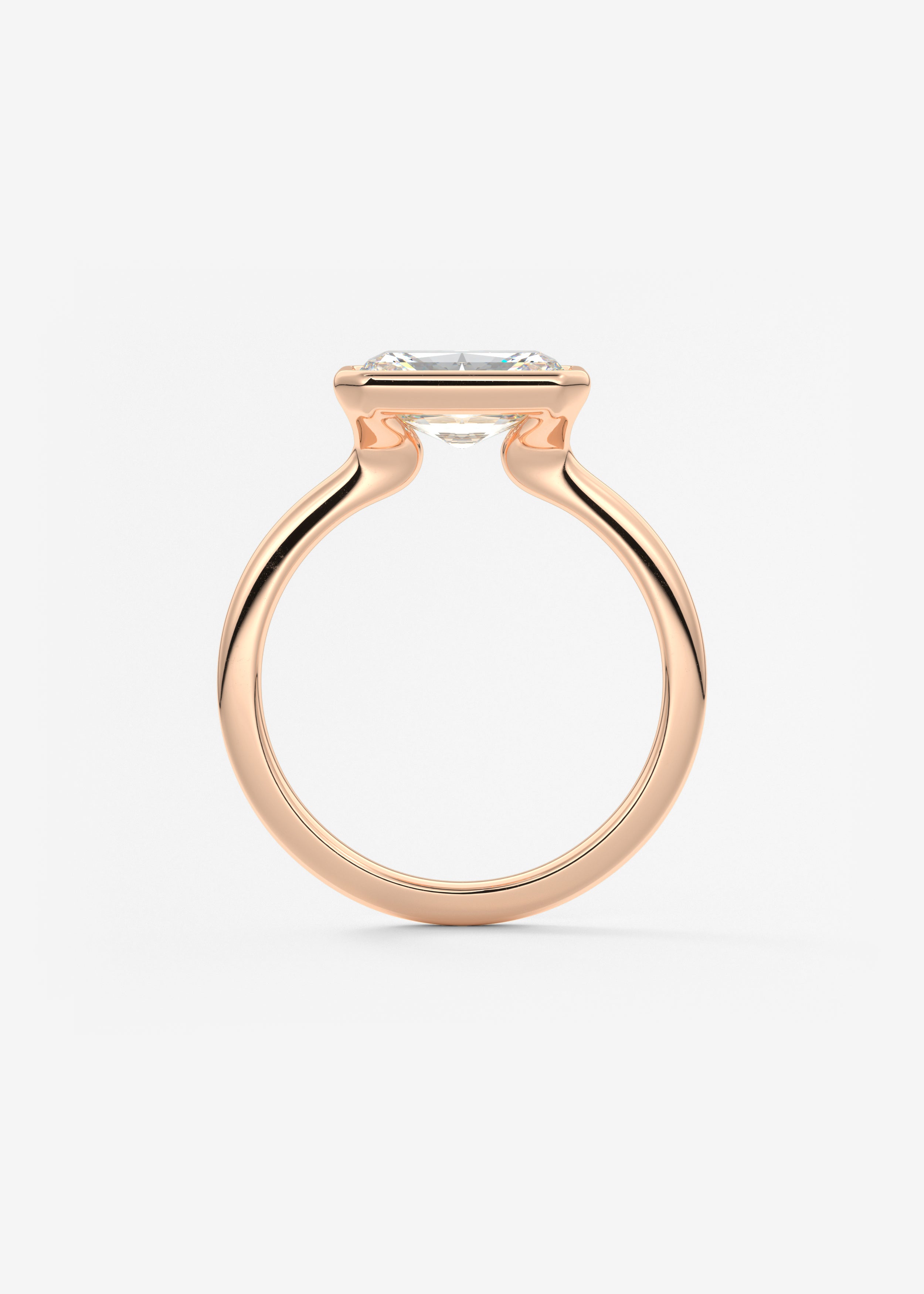 Radiant East West Bezel Lab Grown Diamond Engagement Ring