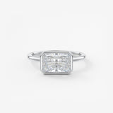 Radiant East West Bezel Lab Grown Diamond Engagement Ring