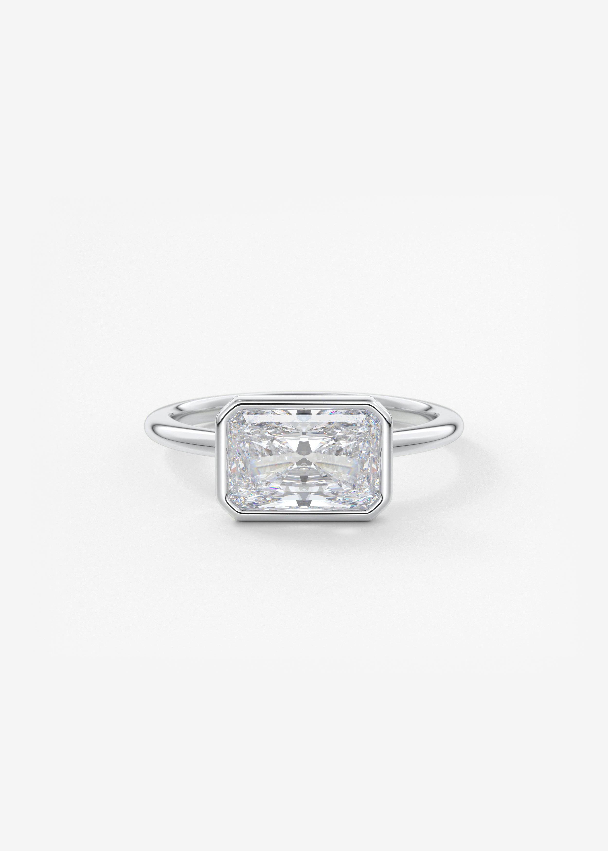 Radiant East West Bezel Lab Grown Diamond Engagement Ring