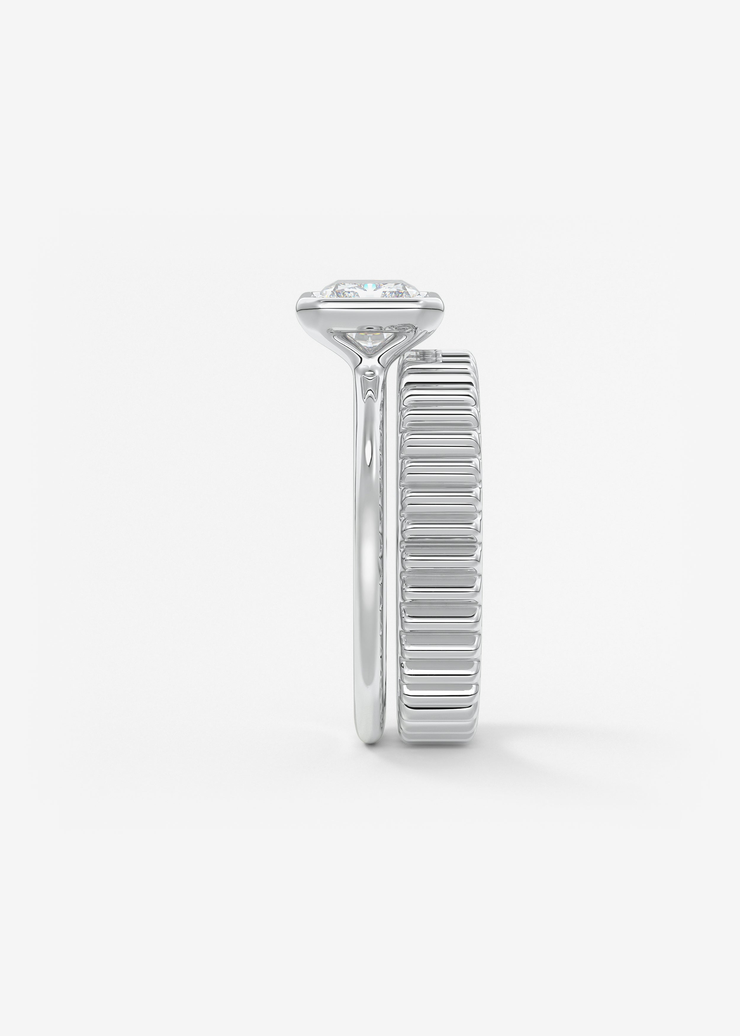 Radiant East West Bezel Lab Grown Diamond Engagement Ring