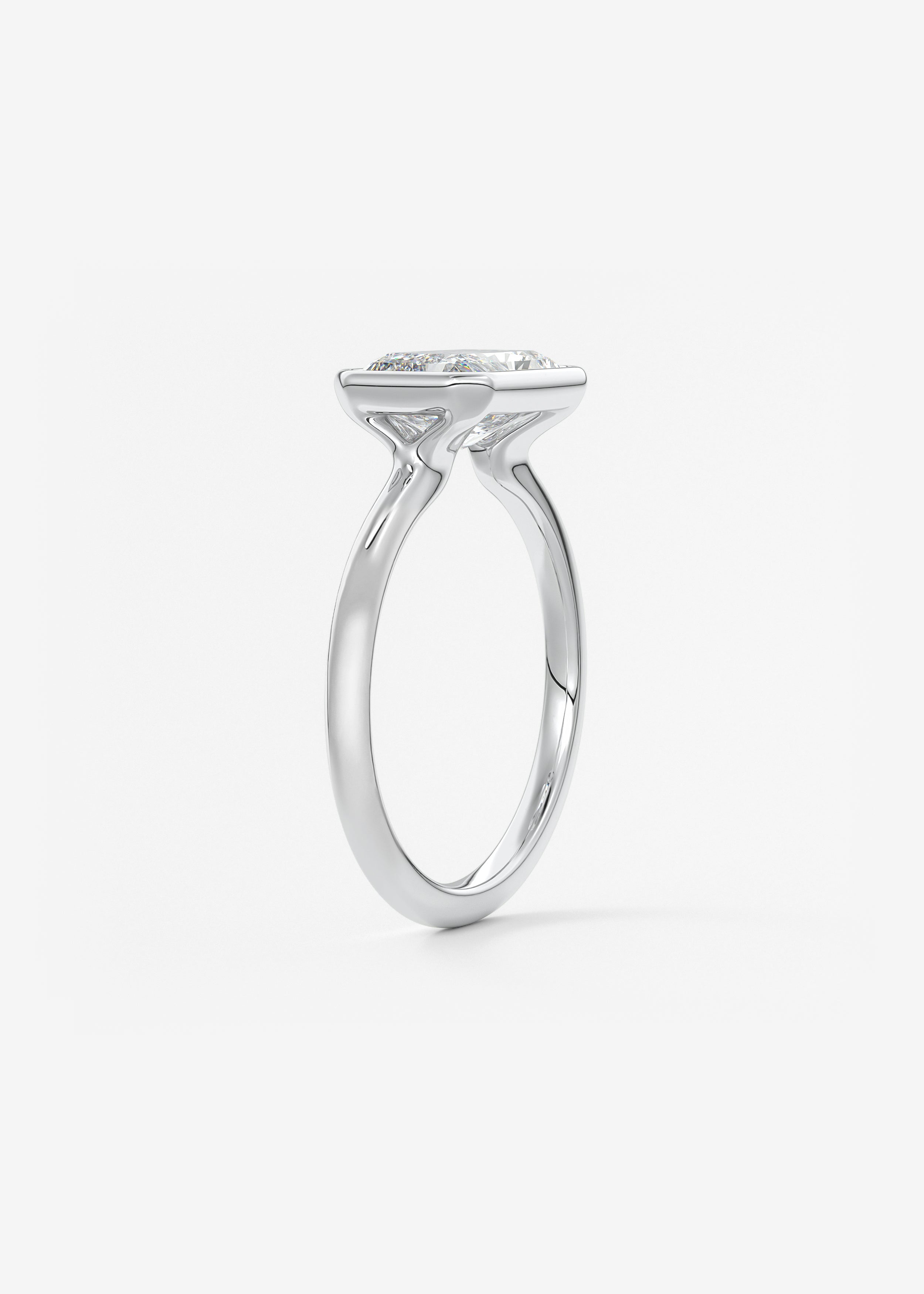 Radiant East West Bezel Lab Grown Diamond Engagement Ring