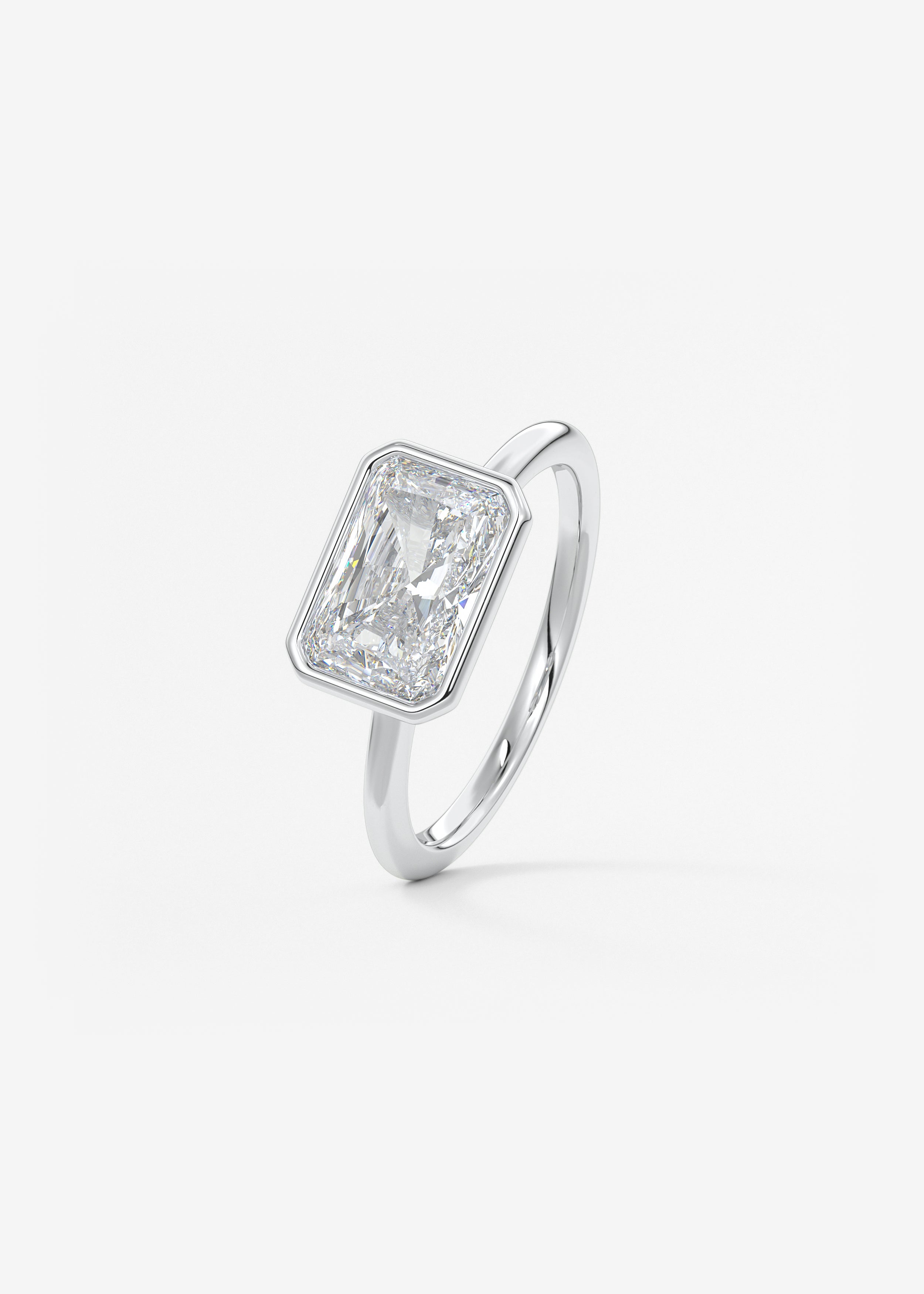 Radiant East West Bezel Lab Grown Diamond Engagement Ring