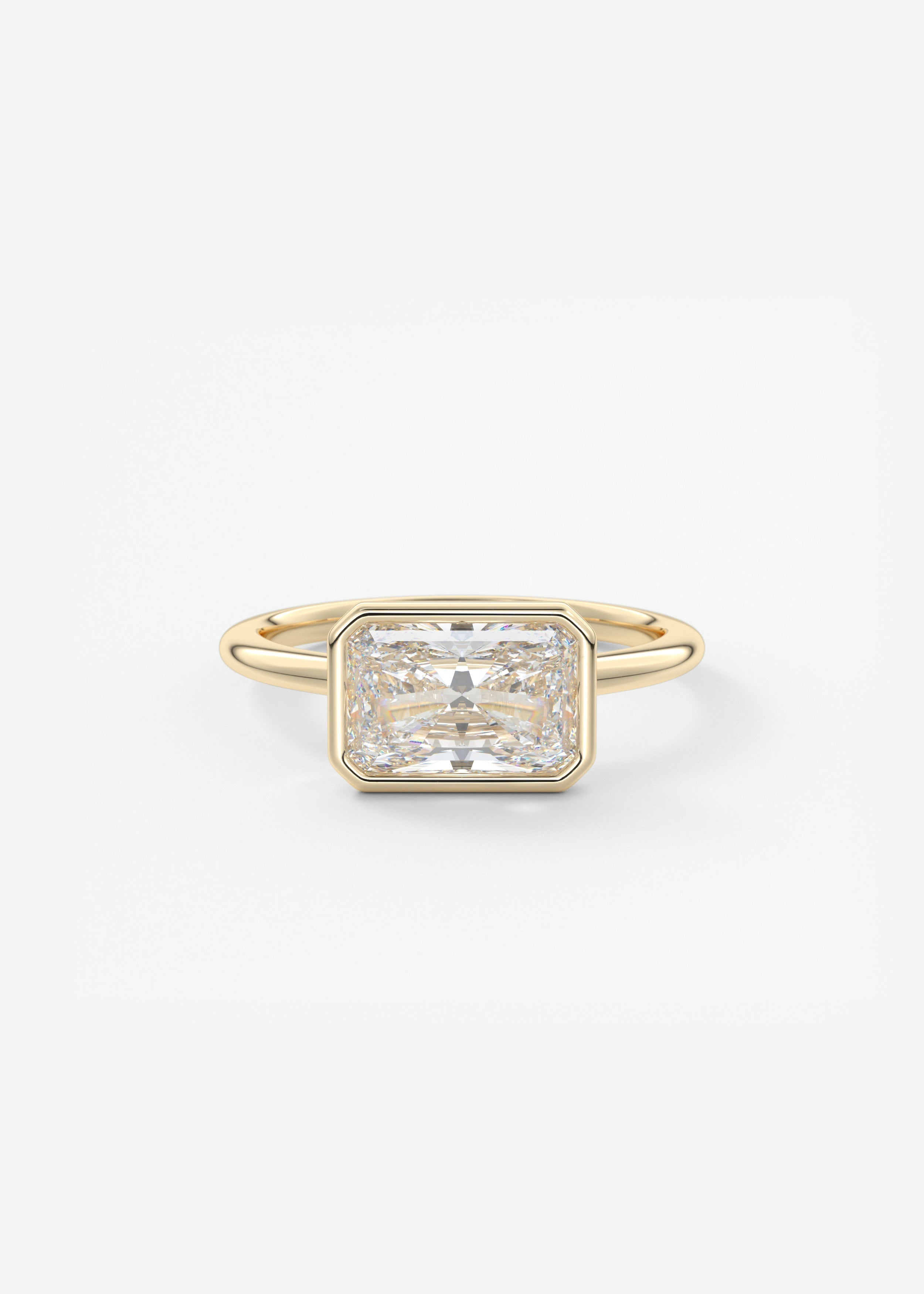 Radiant East West Bezel Lab Grown Diamond Engagement Ring
