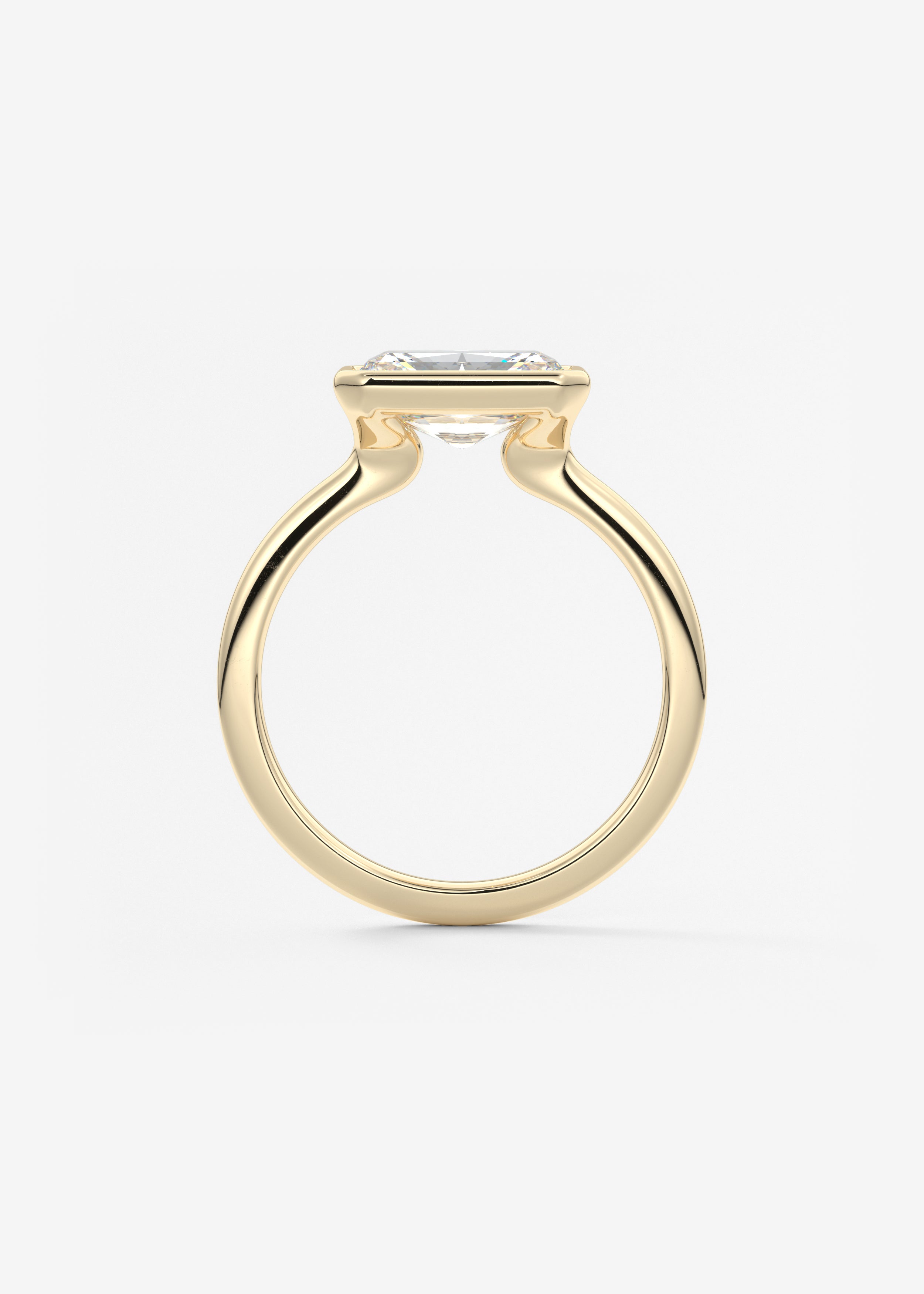 Radiant East West Bezel Lab Grown Diamond Engagement Ring