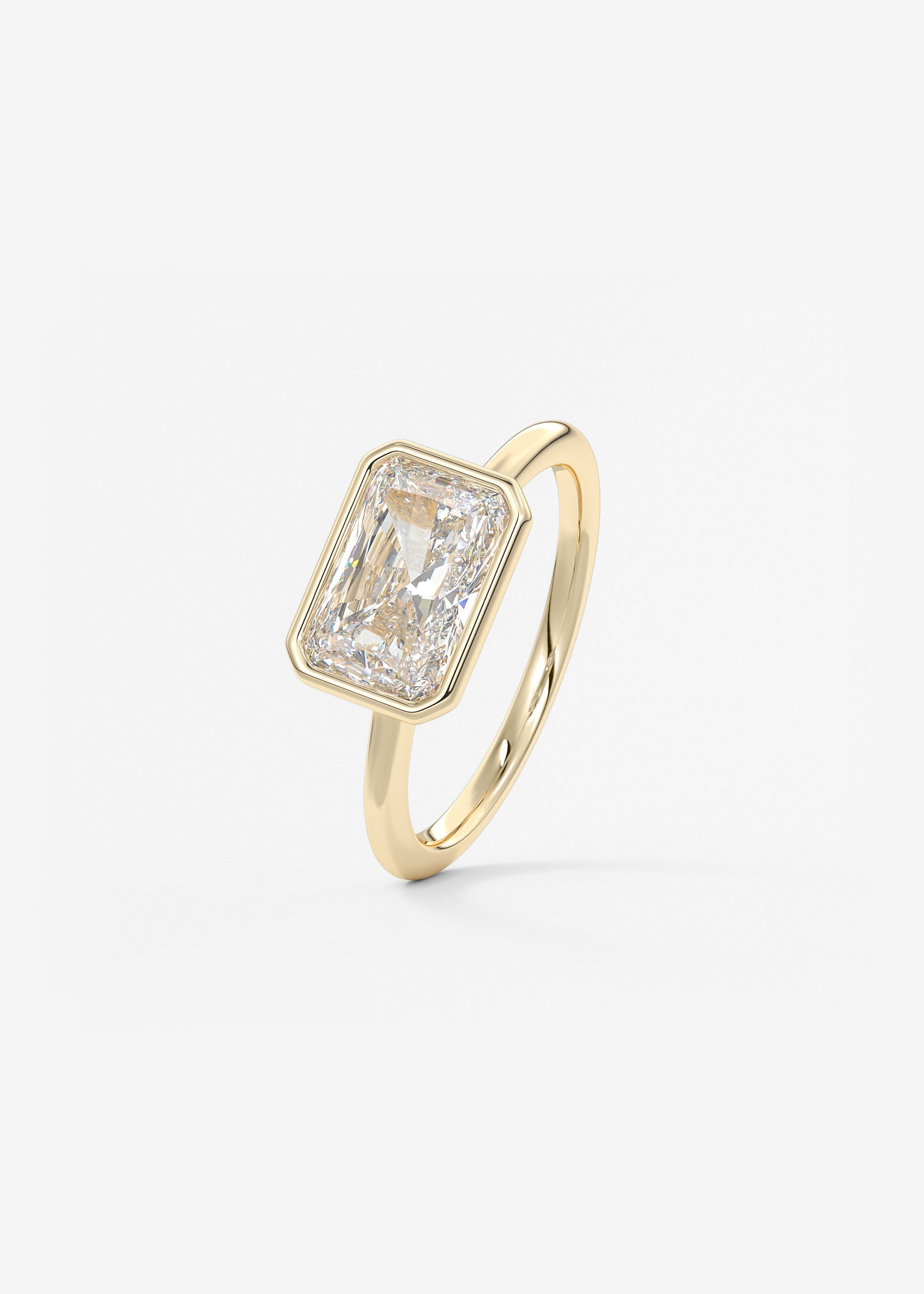 Radiant East West Bezel Lab Grown Diamond Engagement Ring