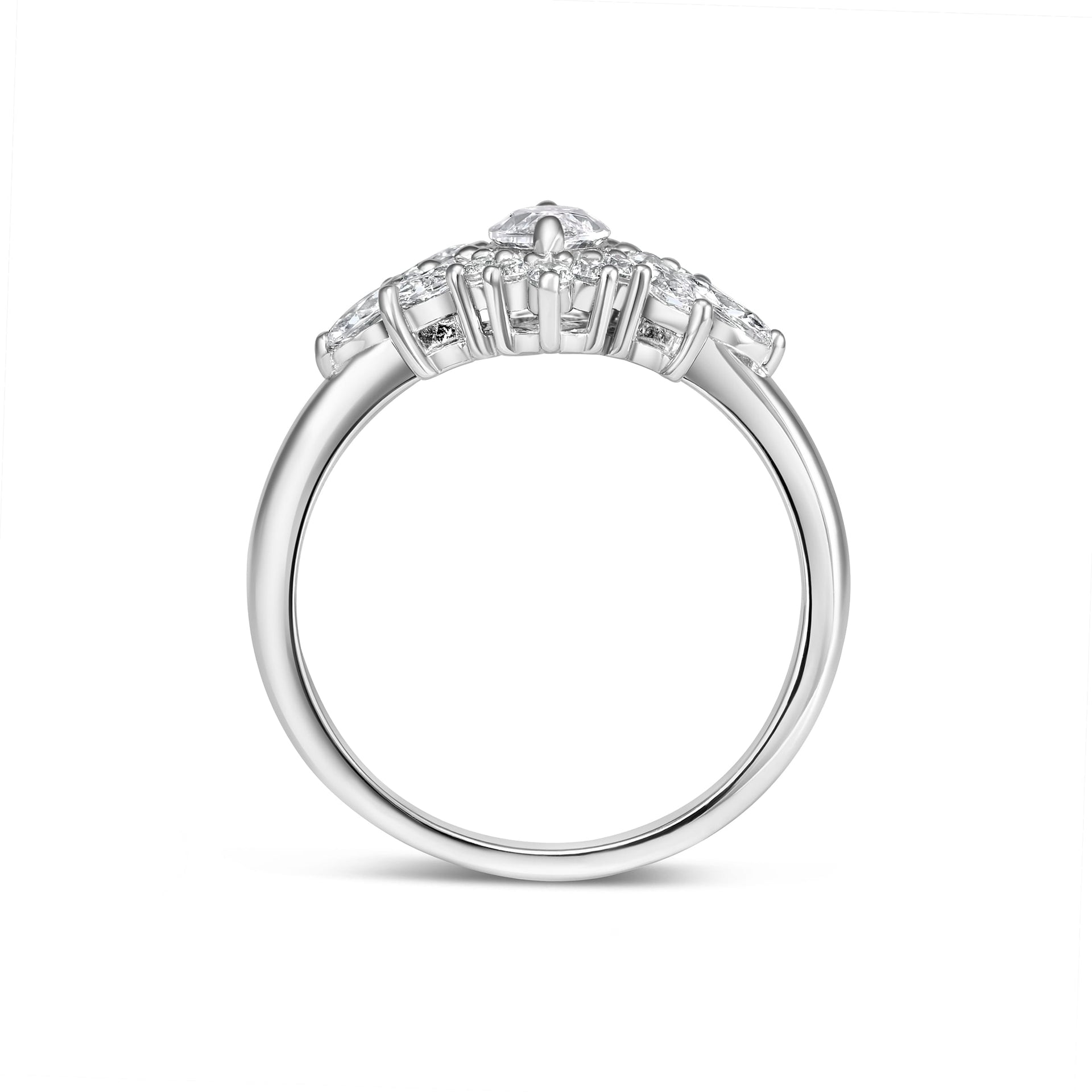 Stunning 0.5 CT Marquise Moissanite Engagement Ring With Cluster Design 3