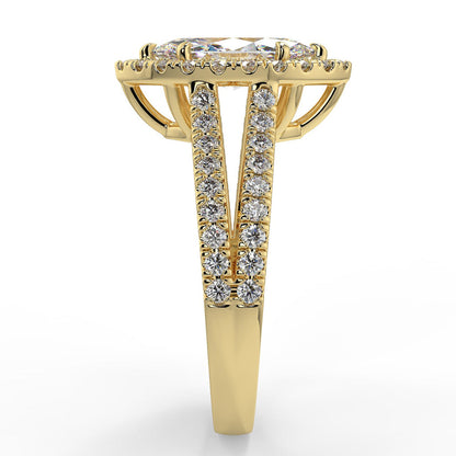 Stunning 1.05 CT Marquise Moissanite Engagement Ring with Halo & Split Shank Design 2