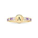 0.48 TCW Round Amethyst Lab Made Diamond- February Birthstone Ring 5