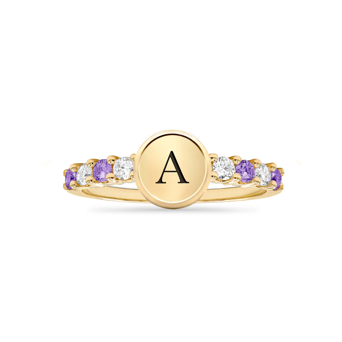 0.48 TCW Round Amethyst Lab Made Diamond- February Birthstone Ring 5