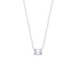 1.0 CT East West Emerald Cut Moissanite Diamond Solitaire Pendant Necklace in Solid Gold 5