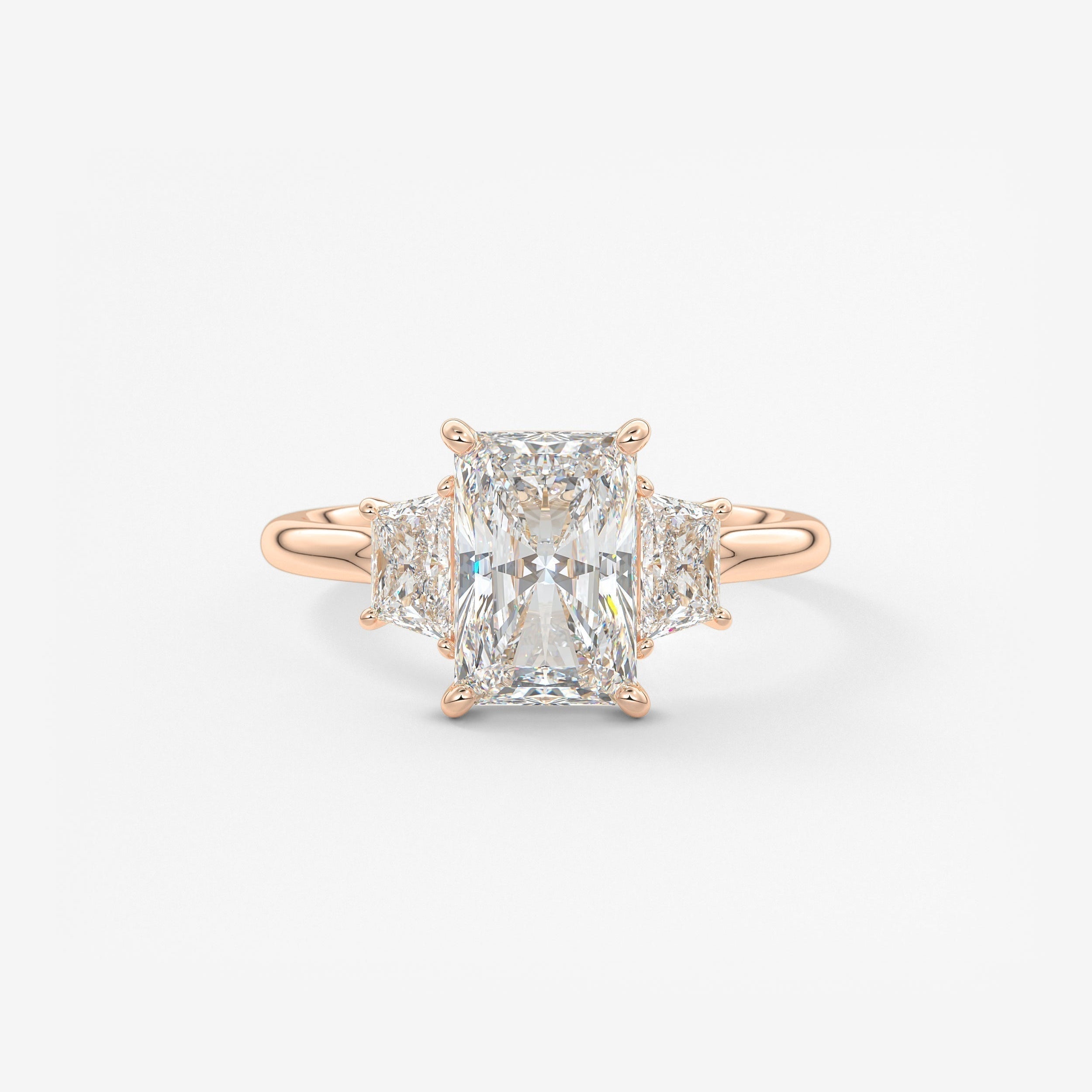 Radiant Three Stone Lab Grown Diamond Engagement Ring