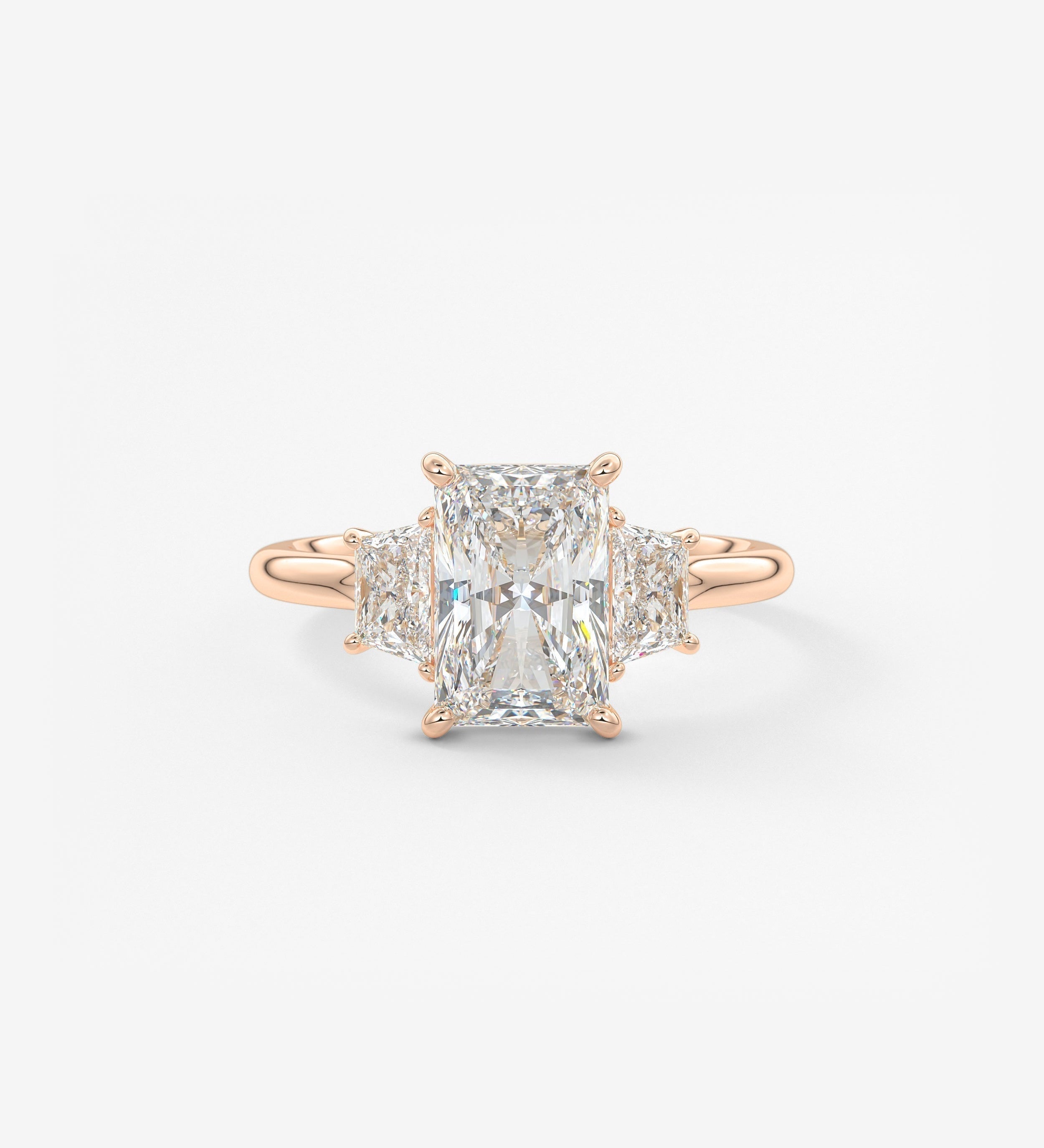 Radiant Three Stone Lab Grown Diamond Engagement Ring