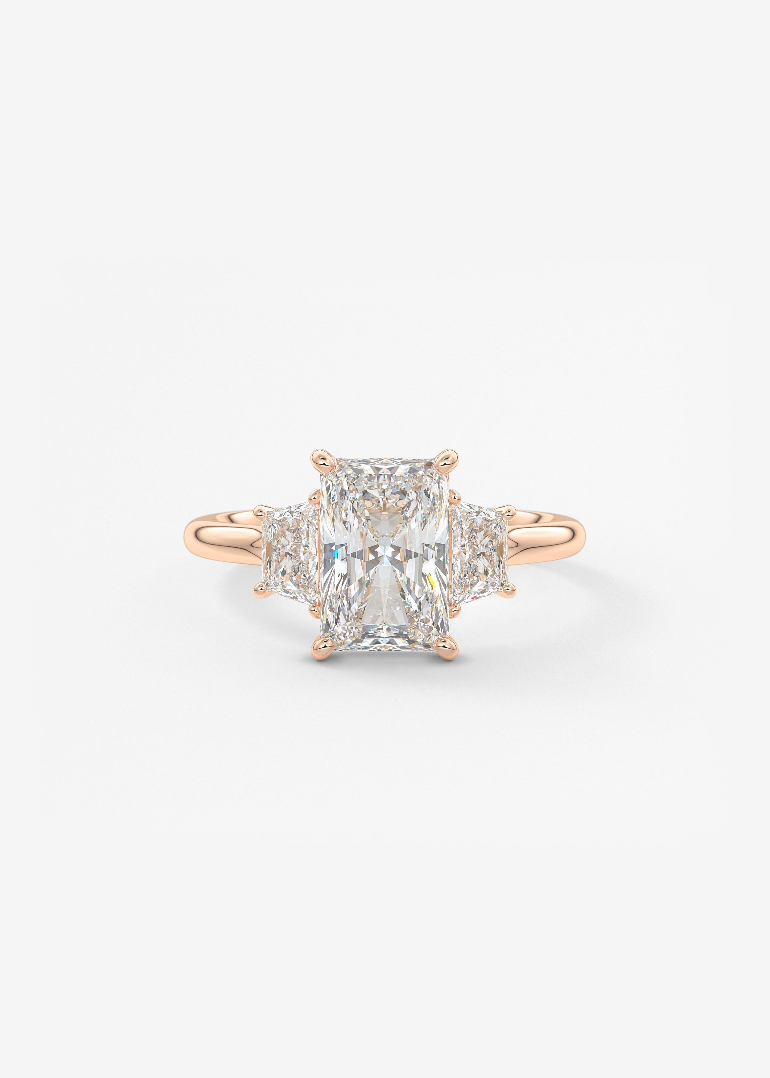 Radiant Three Stone Lab Grown Diamond Engagement Ring