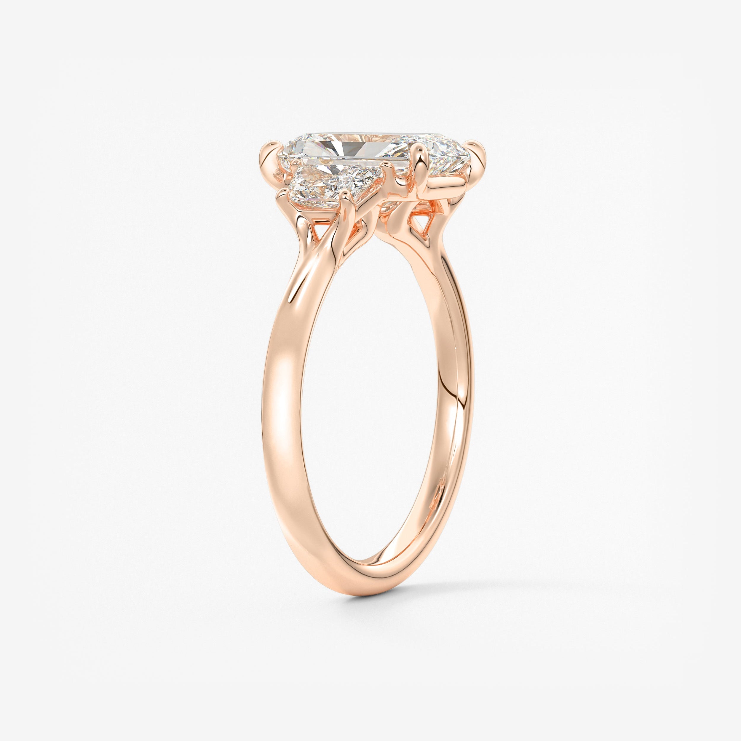 Radiant Three Stone Lab Grown Diamond Engagement Ring