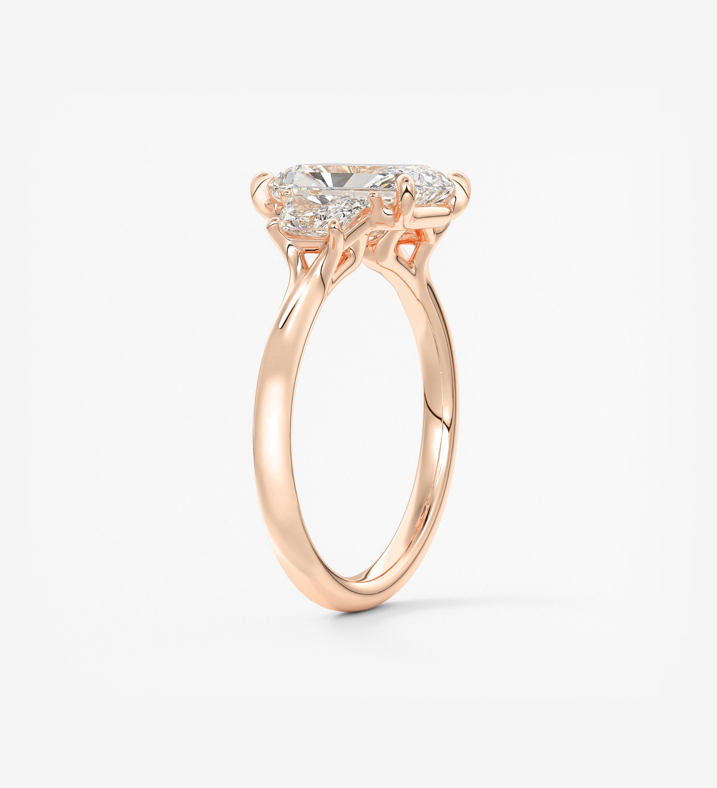 Radiant Three Stone Lab Grown Diamond Engagement Ring