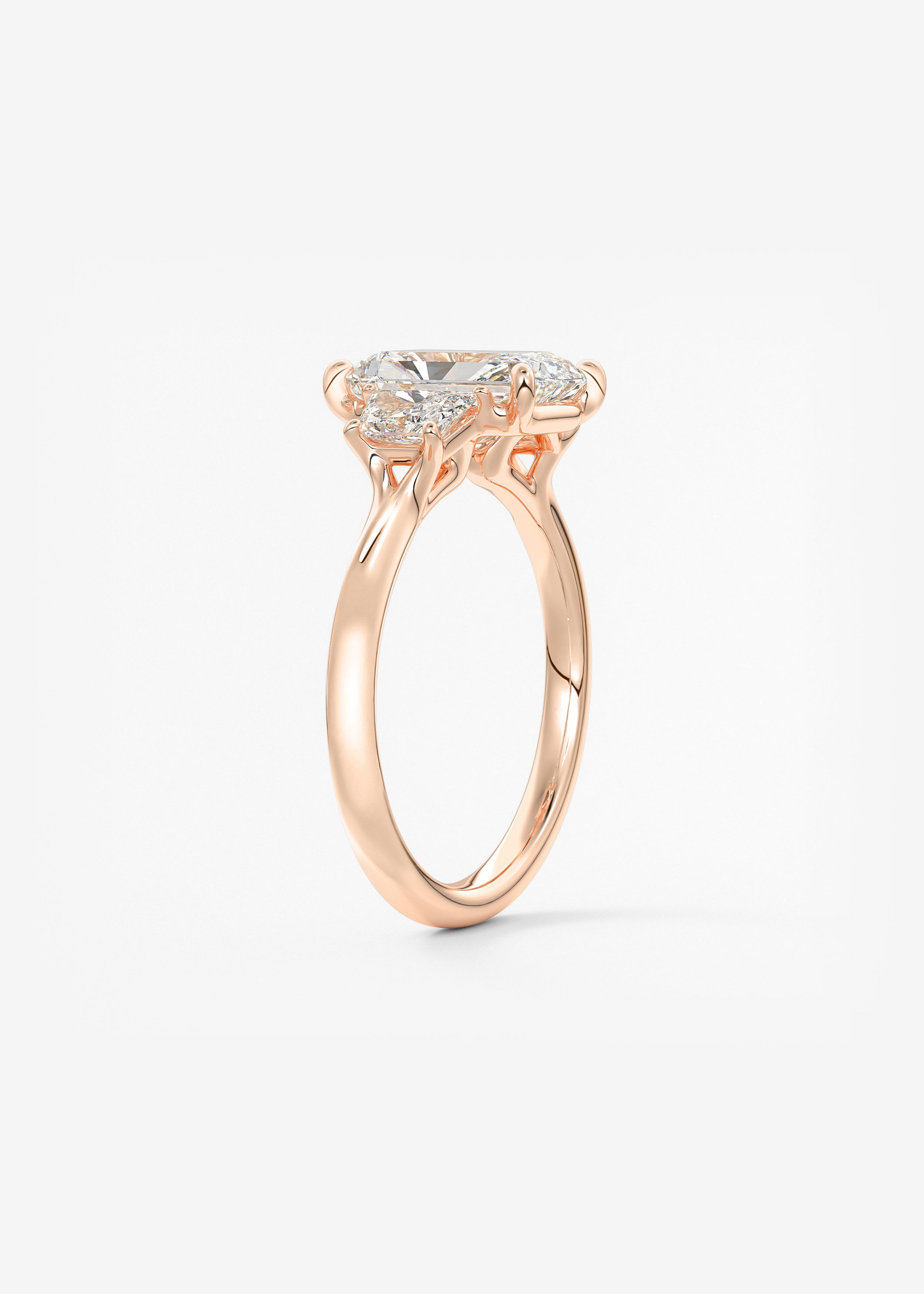 Radiant Three Stone Lab Grown Diamond Engagement Ring