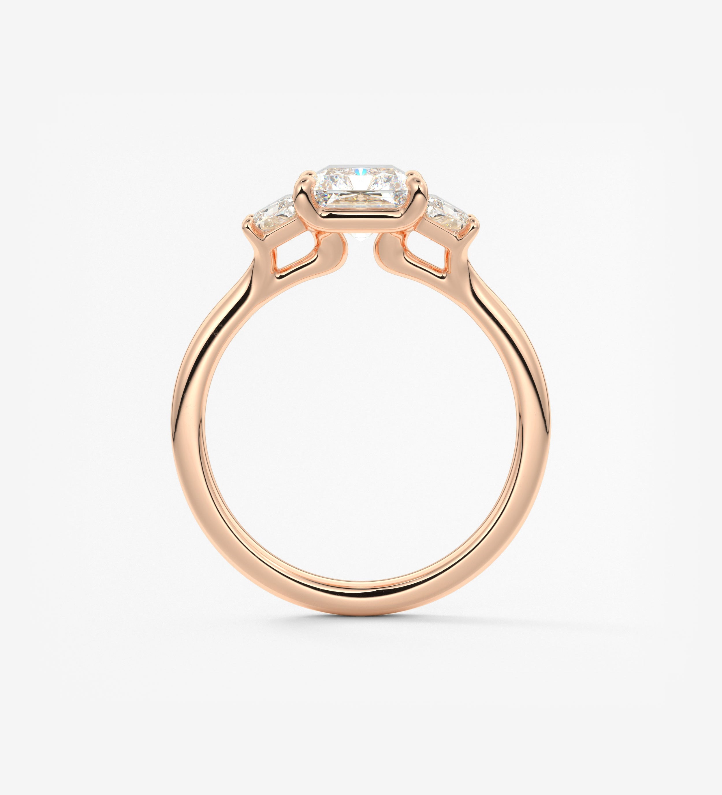 Radiant Three Stone Lab Grown Diamond Engagement Ring