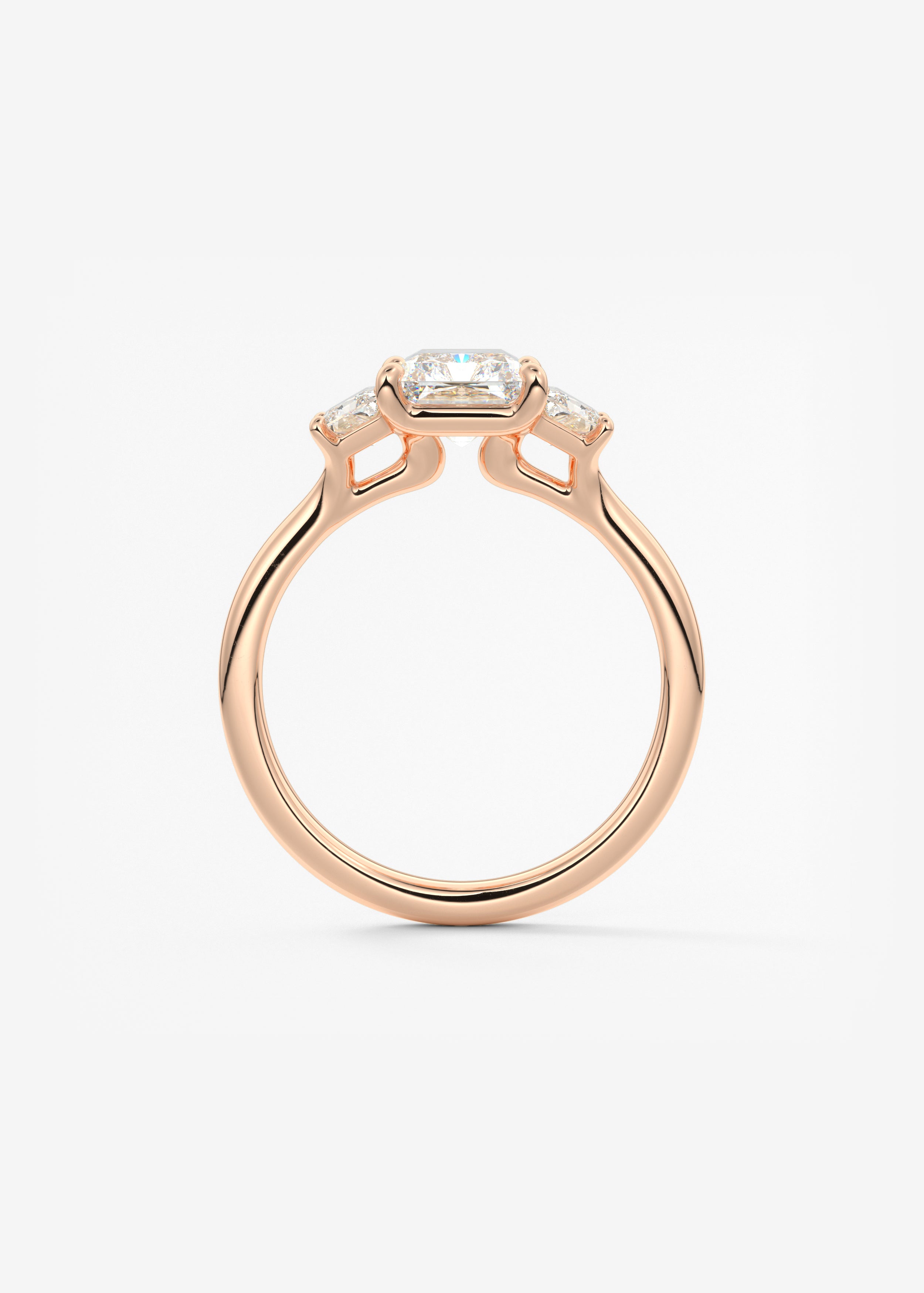 Radiant Three Stone Lab Grown Diamond Engagement Ring